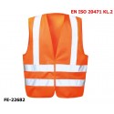Warnweste orange aus Polyester mit Klettverschluss EN ISO 20471 Klasse 2