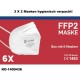 FFP2 NR Schutzmaske mit Ohrschlaufen - Box mit 6 Stück EN149-2001 + A1 2009 CE 1463