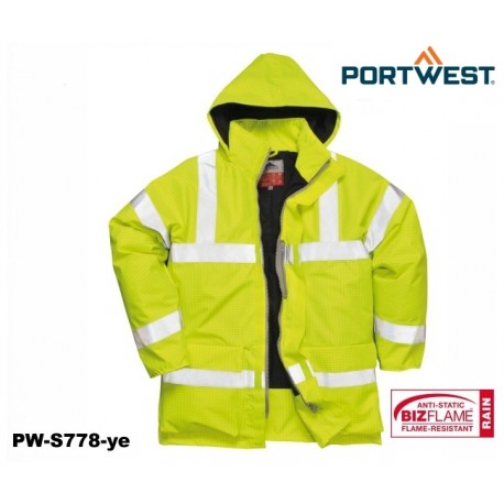 Bizflame™ Regen-Warnschutz Jacke PORTWEST® gelb antistatisch, flammhemmend