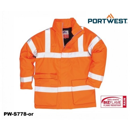 Bizflame™ Regen-Warnschutz Jacke PORTWEST® GO/RT Norm orange antistatisch, flammhemmend