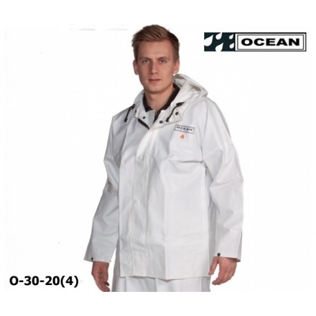OCEAN Fischerjacke, Regenbekleidung, Jacke, 325g PVC weiß, Landwirtschaft und Fischerei