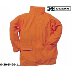 Regenjacke leicht - PU Comfort Stretch - Ocean 20-5420 orange aus 210gr PU