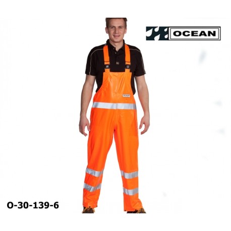 Warnschutz Regen-Latzhose fluoreszierend orange - Ocean 30-139 High-Vis Offshore & Fishing