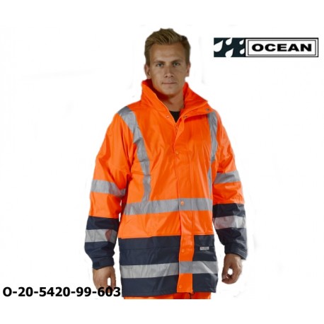 Warnschutz Regenjacke leicht - 210 Gr. PU Comfort Stretch - Ocean 20-5420-99 marine/orange 