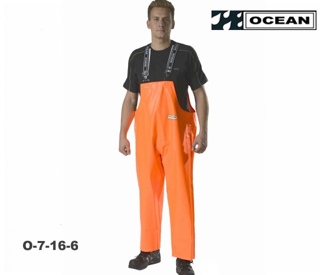 OCEAN Heavy Duty Fischerei Regen-Latzhose orange breites Modell 030031