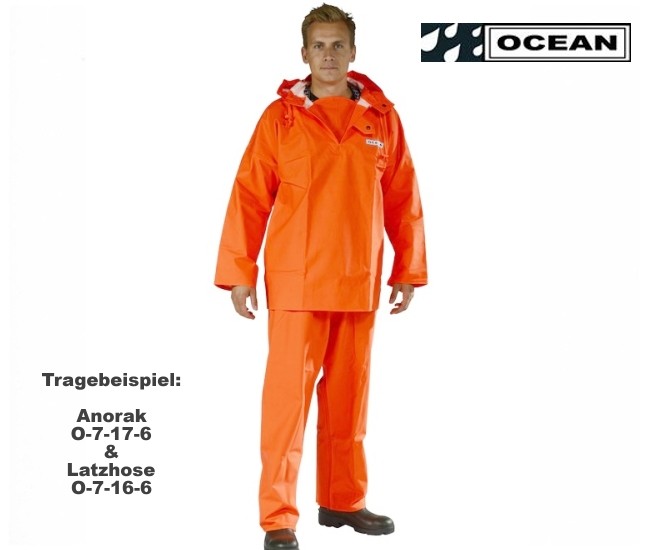 OCEAN Heavy Duty Fischerei Regen-Latzhose orange breites Modell 030031