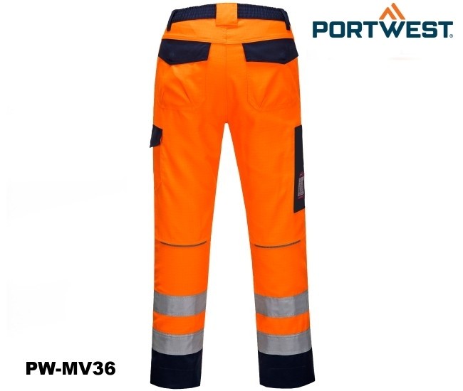 Flammhemmende Multinorm Warnschutz Bund-Hose MODAFLAME™ RIS PORTWEST® marine/orange Zertifiziert nach GO / RT