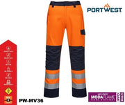 Flammhemmende Multinorm Warnschutz Bund-Hose MODAFLAME™ RIS PORTWEST® marine/orange Zertifiziert nach GO / RT