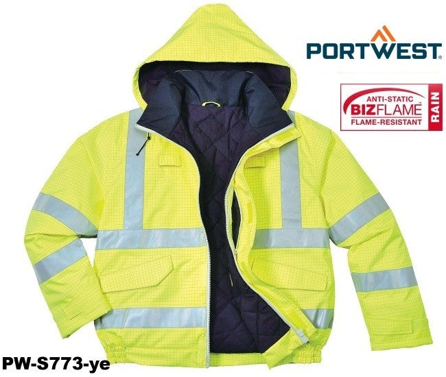 Regen- Warnschutz Pilotenjacke gefüttert Multinorm Bizflame™  warngelb