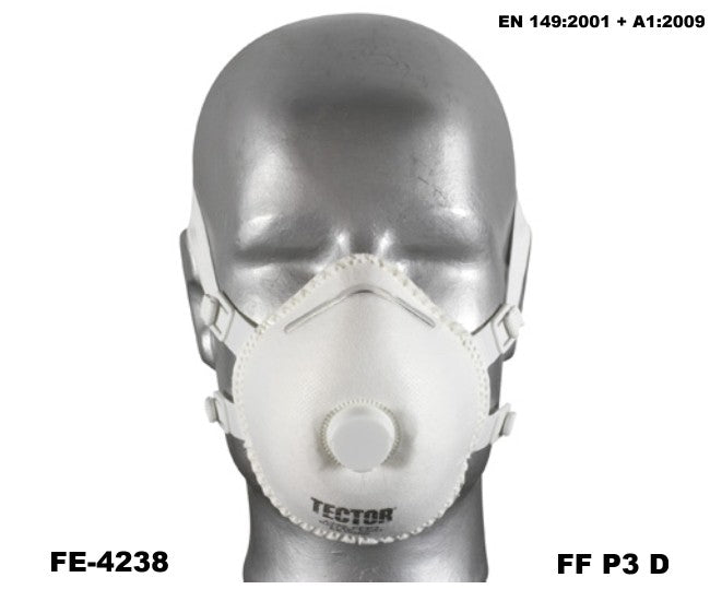 Dolomit-Feinstaubmaske FFP3 D Karton 100 Stück TECTOR mit Ausatmungsventil günstig