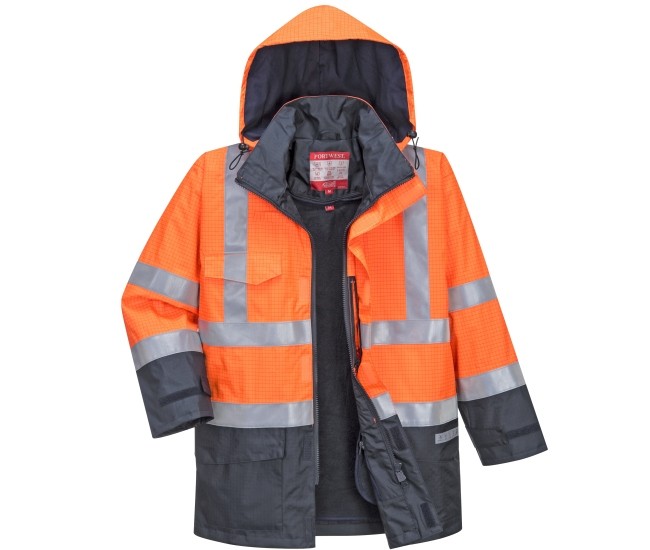 Regen Warnschutz Multinorm Jacke Bizflame™  GO/RT Norm orange marine