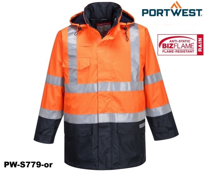 Regen Warnschutz Multinorm Jacke Bizflame™  GO/RT Norm orange marine