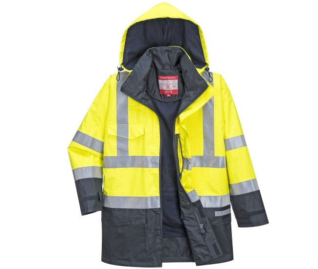 Regen Warnschutz Multinorm Jacke Bizflame™  gelb marine