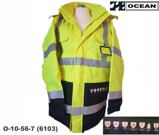 Schweißerschutz 3XL Warnschutz Parka Jacke flammhemmend gelb-marine