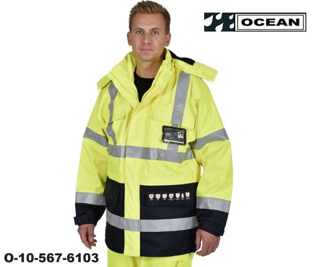 Schweißerschutz 3XL Warnschutz Parka Jacke flammhemmend gelb-marine