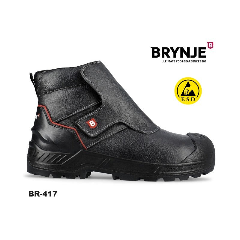 Schweißerstiefel S3 BRYNJE 417 WELDER PROTECTION HRO ESD  breite Passform Klettverschluss