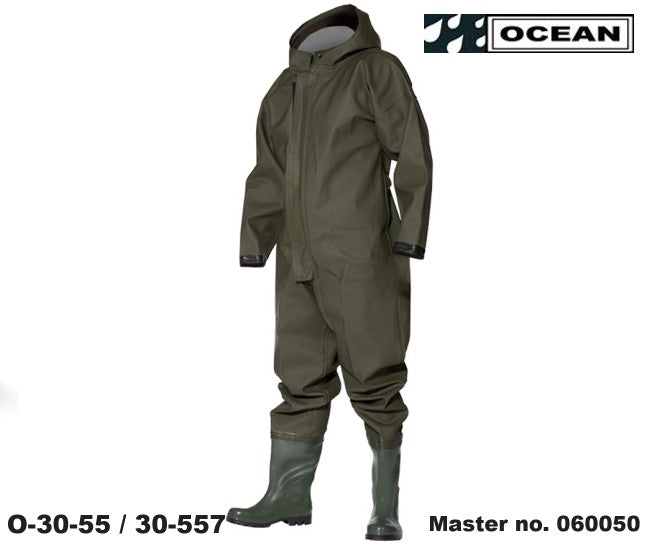 Ganzkörper Schutzanzug olive OCEAN mit angeschweißten Stiefeln - 060050
