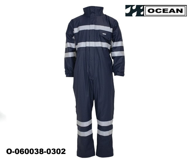 Thermo Regenoverall marine gefüttert Ocean mit Reflexstreifen