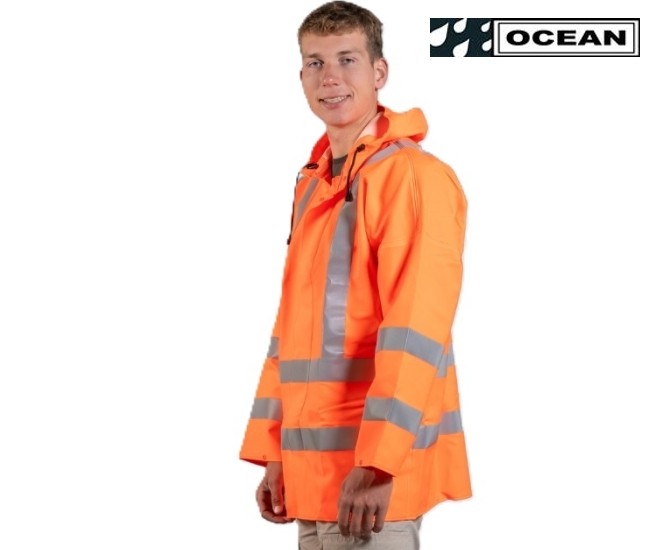 Warnschutz Regenjacke Ocean Coulomb Premium orange - Multinorm mit Störlichtbogenschutz 020126