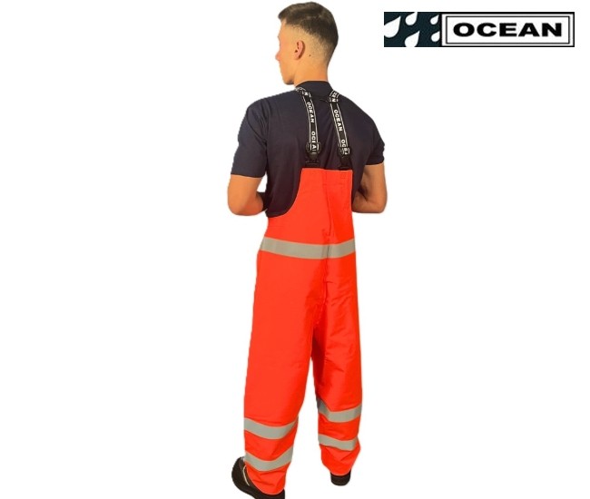 Warnschutz Regen-Latzhose Ocean Coulomb Premium - orange Multinorm mit Störlichtbogenschutz