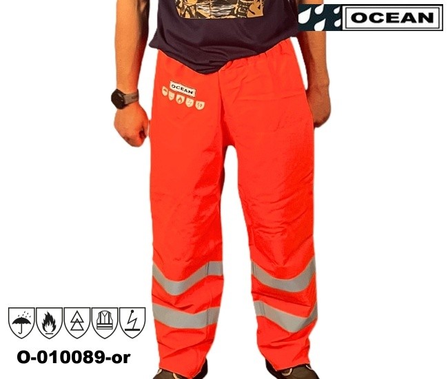 Warnschutz Regenhose Ocean Coulomb Premium - orange Multinorm mit Störlichtbogenschutz