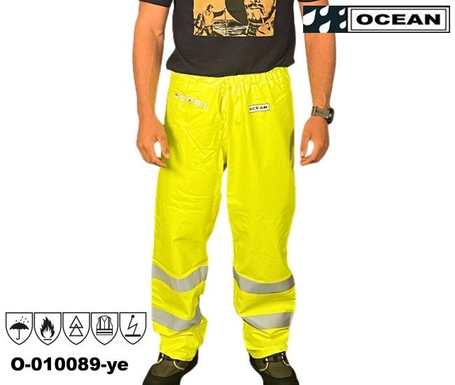 Warnschutz Regenhose Ocean Coulomb Premium - gelb Multinorm mit Störlichtbogenschutz