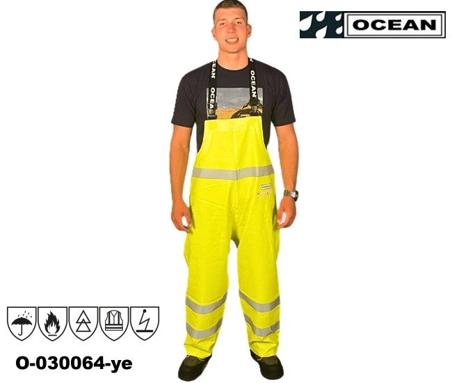 Warnschutz Regen-Latzhose Ocean Coulomb Premium - gelb Multinorm mit Störlichtbogenschutz
