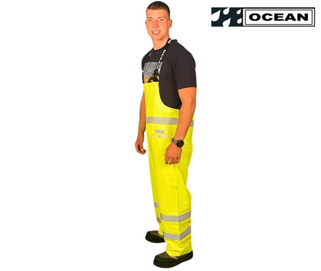 Warnschutz Regen-Latzhose Ocean Coulomb Premium - gelb Multinorm mit Störlichtbogenschutz