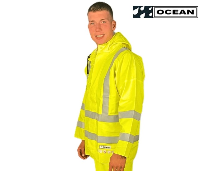 Warnschutz Regenjacke Ocean Coulomb Premium gelb - Multinorm mit Störlichtbogenschutz