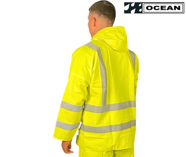 Warnschutz Regenjacke Ocean Coulomb Premium gelb - Multinorm mit Störlichtbogenschutz