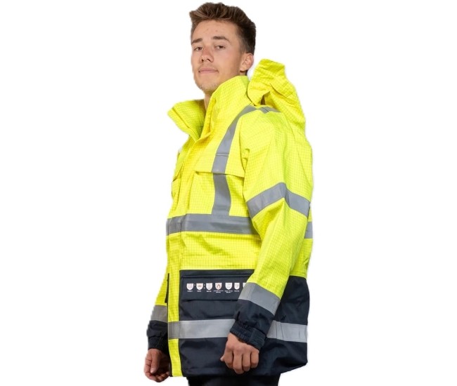 Multinorm Protect Warnschutz Parka Jacke Ocean gelb marine