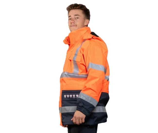 Multinorm Protect Warnschutz Parka Jacke Ocean orange marine