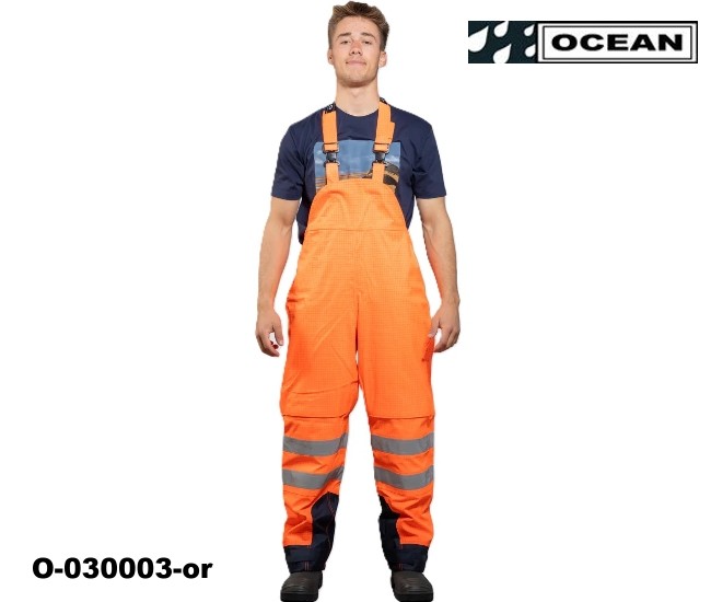 Multinorm Protect Warnschutz Latzhose Ocean orange marine