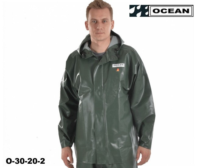 OCEAN Fischerjacke, Regenbekleidung 325g PVC olive - 020054