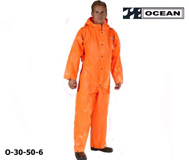 Regen-Overall orange OCEAN 325 gr PVC mit Kapuze 060009