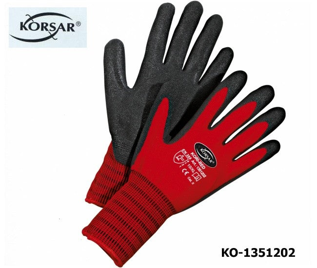 Schutzhandschuhe Montagehandschuhe,12 Paar, Kori-Red Korsar® Nylon Nitril, verschleißfest