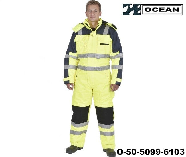 Warnschutz Thermo-Overall HIGH-VIS - OCEAN gelb - marine 060019