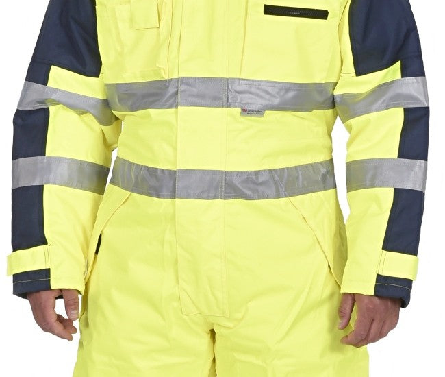 Warnschutz Thermo-Overall HIGH-VIS - OCEAN gelb - marine 060019
