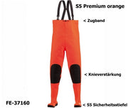 Premium Wathose ORANGE mit S5 Sicherheitsstiefeln