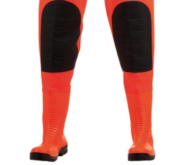 Premium Wathose ORANGE mit S5 Sicherheitsstiefeln