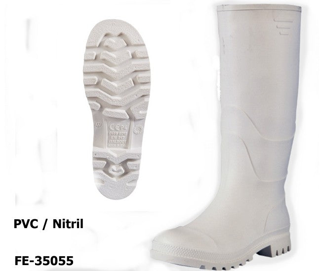 PVC / Nitril Stiefel Metzger weiß - preisstarker Berufsstiefel ab Größe 36! EN ISO 20347 O4 SRA