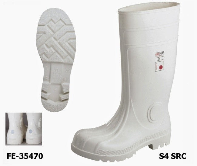 PVC / Nitril S4 Sicherheitsstiefel weiß - Reflexpunkt an der Ferse! EN ISO 20345 S4 SRC ab Größe 37