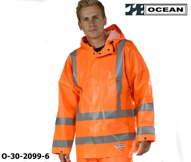 Warnschutz Regenjacke, Ocean High-Vis Off Shore & Fishing 325g PVC orange 020055