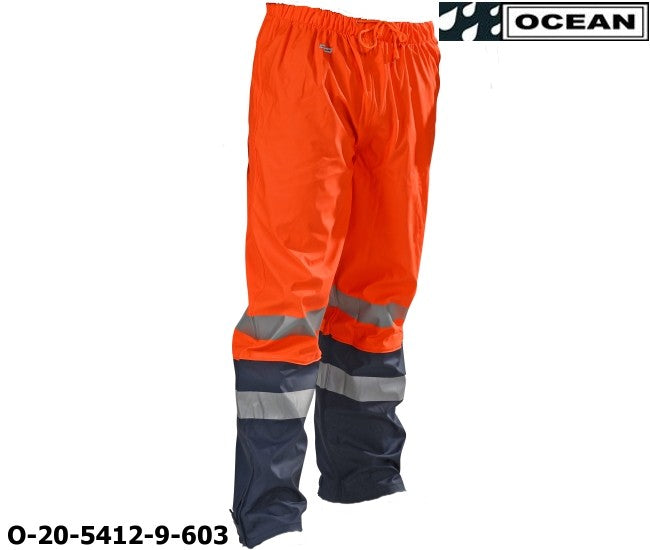 Warnschutz Regenhose leicht - PU Comfort Ocean Bundhose 20-5412-9 orange marine 010038