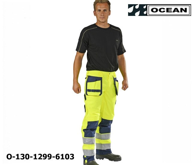 Warnschutz Bundhose gelb-marine Ocean Medusa atmungsaktive Wetterschutzhose 010034