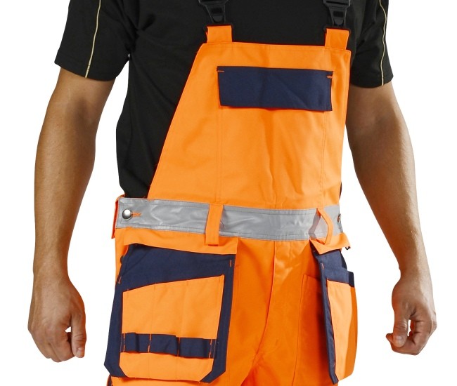 Warnschutz Latzhose orange-marine Ocean Medusa atmungsaktive Wetterschutzhose 030044