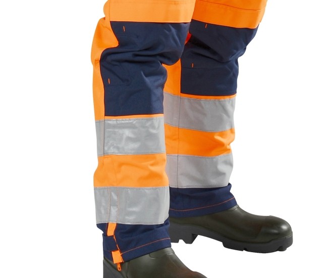 Warnschutz Latzhose orange-marine Ocean Medusa atmungsaktive Wetterschutzhose 030044