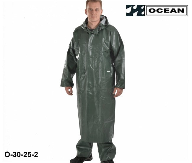 Langer Regenmantel Offshore Ocean ölresistent olive Landwirtschaft Fischerei - 050005
