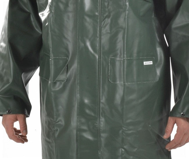 Langer Regenmantel Offshore Ocean ölresistent olive Landwirtschaft Fischerei - 050005