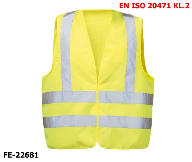 Warnweste aus Polyester gelb mit Klettverschluss EN ISO 20471 Klasse 2